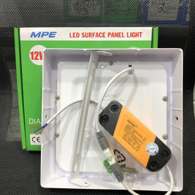 Đèn led panel ốp trần nổi vuông công suất 12W MPE (2 loại ánh sáng trắng và vàng)