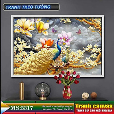 Tranh treo tường phòng khách, phòng ngủ - chim công-3317L3