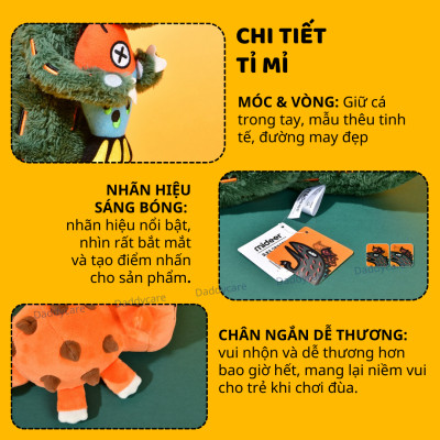 Gấu bông, thú nhồi bông khủng long T-rex xanh cao cấp Mideer Stuffed Animal