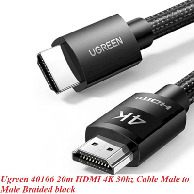 Ugreen UG40106HD119TK 20M 4K 30Hz màu đen Cáp hdmi - HÀNG CHÍNH HÃNG