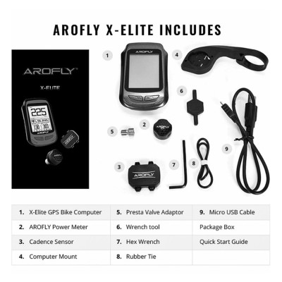 AROFLY X-ELITE A1 (Deluxe Model) - The Smallest and Most Affordable Power Meter, with Exclusive GPS Computer, STRAVA Compatible.