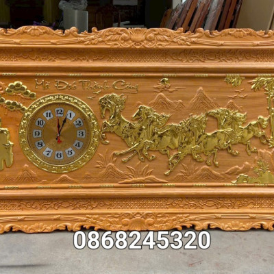 Tranh mã đáo thành công bằng  gỗ gõ kt 67×127×4cm 