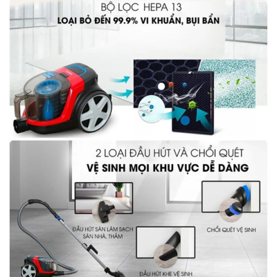 Máy hút bụi không túi PowerPro Compact. Thương hiệu Hà Lan cao cấp Philips - FC9351/82. Hàng chính hãng bảo hành 2 năm