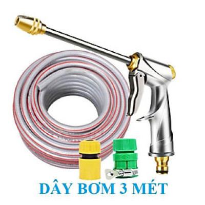 ️ Bộ dây vòi xịt nước rửa xe, tưới cây ,tăng áp 3 lần, loại 3m,5m 206701-Ađầu đồng,cút,nối nhựa v