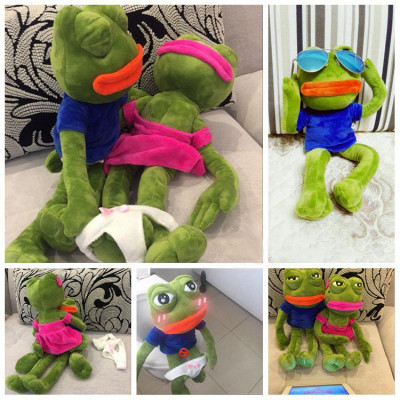 45cm Sad Frog Plush Toy Soft Stuffed Pillow Magic Expression Pepe The Sad Frog Animal Plush Doll