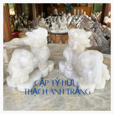 Tỳ hưu thạch anh trắng NHASAN THD07 nặng 4.62kg, kích thước: cao 12cm x dài 17cm x ngang 6.5cm