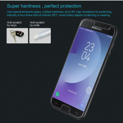 Miếng dán kính cường lực dành cho Samsung Galaxy J7 Pro hiệu HOTCASE HBO (độ cứng 9H, mỏng 0.3mm, vát 2.5D, độ trong chuẩn HD)- hàng nhập khẩu