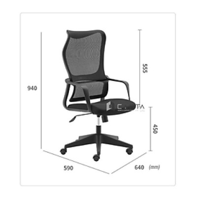 Ghế văn phòng hiện đại lưng cao CM4546-2M Nội thất Capta Ghế làm việc kiểu dáng hiện đại khung nhựa màu xám chân xoay nâng hạ gật gù hàng nhập khẩu