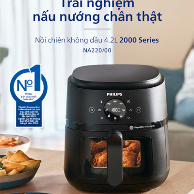 Nồi Chiên Không Dầu Philips 4.2 lít NA220/00 - Hàng Chính Hãng