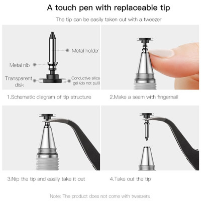 Bút cảm ứng 2 đầu 2 in 1 hiệu Baseus Smart Pen cho Samsung, Huawei, iPhone, iPad, PC , Tablet   - Hàng nhập khẩu