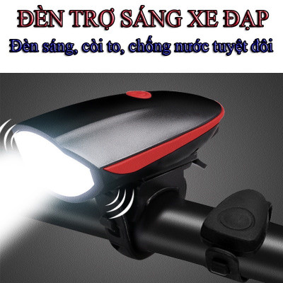 Bộ đèn liền còi cho xe đạp, còi to đèn sáng 3 chế độ, chống nước