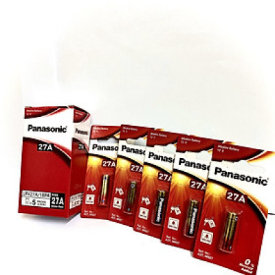 Vỉ 5 viên Pin cửa cuốn remote 27A A27 Panasonic Alkaline LRV27A