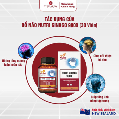 Viên Uống Bổ Não Nhập Khẩu Chính Hãng New Zealand Nutri Ginkgo 9000 (30 Viên)