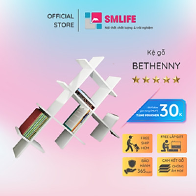 Giá sách hiện đại bằng gỗ công nghiệp SMLIFE Bethenny