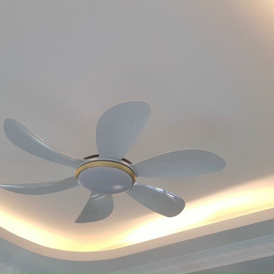 Quạt trần đèn trang trí cánh cong,điều khiển cầm tay từ xa 6 chế độ mát có đảo chiều hút ẩm mùa đông