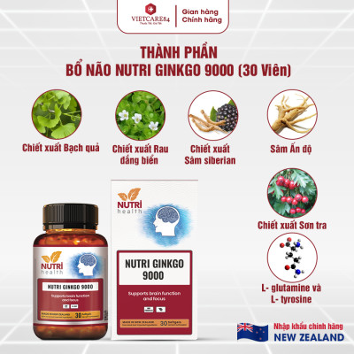 Viên Uống Bổ Não Nhập Khẩu Chính Hãng New Zealand Nutri Ginkgo 9000 (30 Viên)
