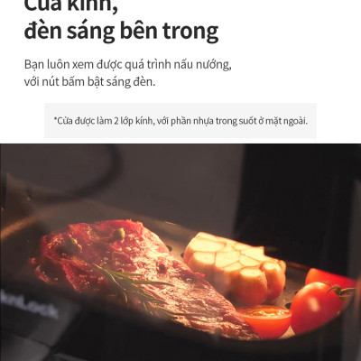 Nồi Chiên Không Dầu Locknlock Visible Air Fryer CUBE EJF996BLK (5.5 Lít) - Hàng Chính Hãng