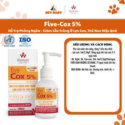 Five-Cox 5% | Hỗ Trợ Phòng Ngừa – Giảm Cầu Trùng Ở Lợn Con, Thú Non Hiệu Quả