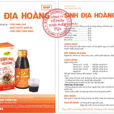 Sinh Địa Hoàng PQA Giúp Thanh Nhiệt Lương Huyết, Hỗ Trợ Làm Tăng Tính Bền Thành Mạch Hộp 125ml