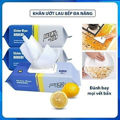 Khăn ướt lau bếp đa năng siêu sạch, diệt khuẩn và khử mùi 1 gói 80 miếng - Hàng Cao Cấp