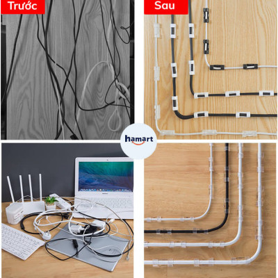 Nẹp Đi Dây Điện Dán Tường CC-980M Sắp Xếp Decor Bàn Làm Việc Cài Dây Cáp Keo Acrylic Siêu Dính