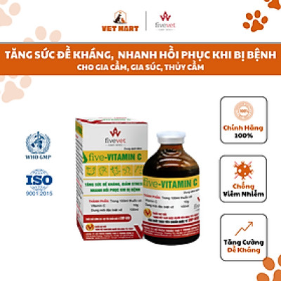 Dung dịch Five-Vitamin C - bổ sung vitamin giúp vật nuôi TĂNG SỨC ĐỀ KHÁNG, GIẢM STRESS, NHANH HỒI PHỤC KHI BỊ BỆNH