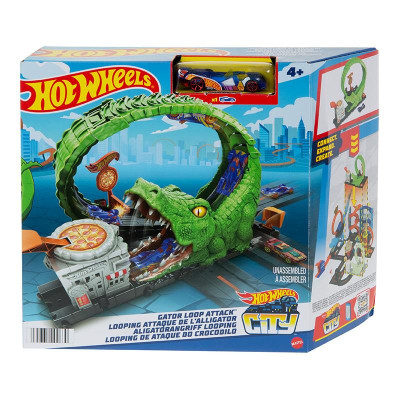 Đồ Chơi HOT WHEELS HKX39/HDR29 Trạm Cá Sấu Pizza Hot Wheels City