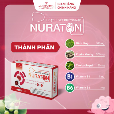 Viên uống Nuraton hỗ trợ tăng cường lưu thông máu não và cải thiện tuần hoàn máu não (60 viên) - Nutramed