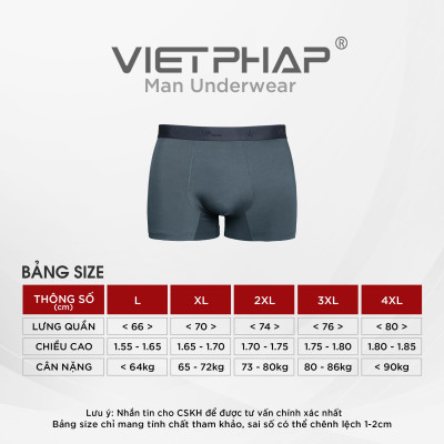 Quần Lót Nam VIỆT PHÁP Form Boxer Brief Chất liệu mềm mại co giãn , thấm hút mồ hôi 3908