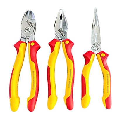 Bộ 3 kìm Wiha cách điện 1000V VDE trợ lực chuyên nghiệp (38191, 26714, 26727)