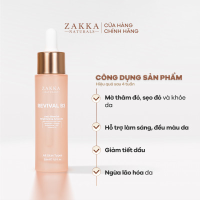Tinh Chất Revival B3 Zakka Naturals Hỗ Trợ Mờ Thâm Đỏ Và Sáng Đều Màu Da 30ml