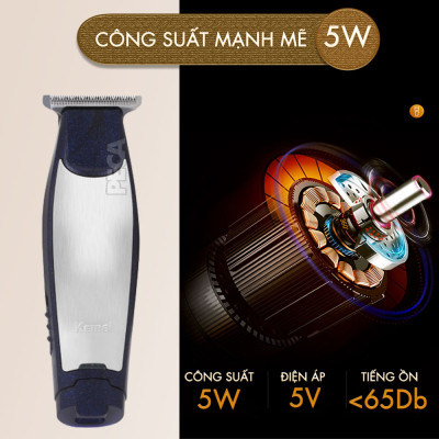 Tông đơ chấn viền cắt tóc, cạo trọc, cạo râu fade tóc, khắc tóc đi viền nét Kemei KM-5021 chuyên dụng cho salon, tiệm tóc, cá nhân đi kèm với máy có bộ cữ lược căn độ dài chuyên dụng Tặng kèm bộ 2 kẹp cá sấu chia tóc ( màu ngẫu nhiên )
