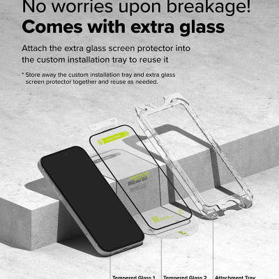 Bộ 2 Miếng Dán Cường Lực RINGKE Easy Slide Tempered Glass cho iPhone 16/ 15/ iPhone 16 Plus/ 15 Plus/ 16 Pro/ 16 ProMax_ Hàng chính hãng