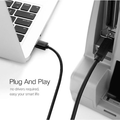 Ugreen UG10350US135TK 1.5M màu Đen Cáp USB 2.0 sang USB B máy in đầu mạ vàng - HÀNG CHÍNH HÃNG