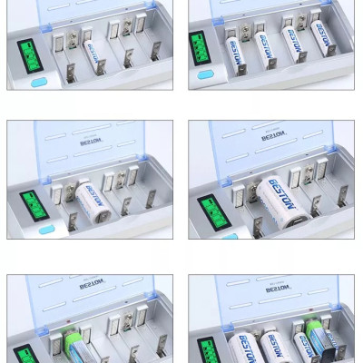 Sạc Pin Đa Năng BESTON C906W dùng cho pin AA/AAA/9V/C/D Sạc nhanh, tự ngắt, có màn hình LCD báo phần trăm