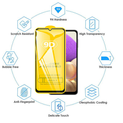 Dán kính cường lực full 9D tràn màn hình dành cho SamSung Galaxy A22 4G phủ màu - hàng nhập khẩu