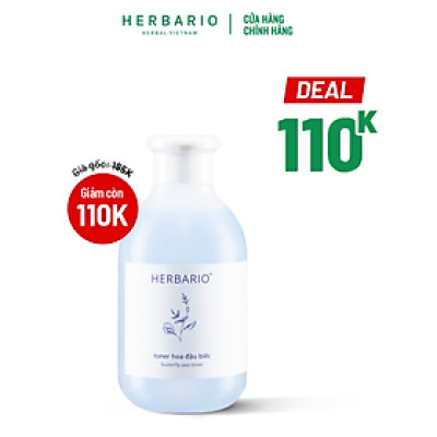 Toner nước cân bằng da Hoa Đậu Biếc herbario 200ml chống lão hóa da, cấp ẩm, thuần chay