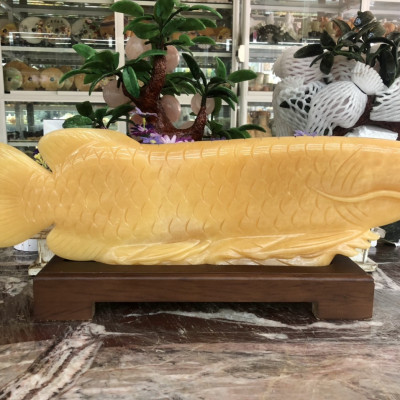 Tượng Cá Rồng phong thủy tài lộc đá Ngọc hoàng long - Dài 60 cm