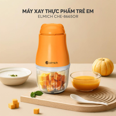Máy xay thực phẩm Elmich CHE-8665 300ml 200W, Hàng chính hãng, 6 cánh dao, cối thủy tinh - JoyMall