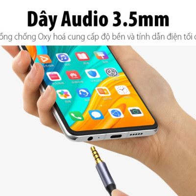 Cáp âm thanh 2 đầu 3.5mm 1m Vỏ nhôm dây dù - Hàng chính hãng