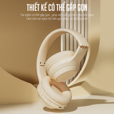 Tai Nghe Bluetooth Chụp Tai , Headphone Không Dây Bluetooth Có Mic Đàm Thoại Tiện Lợi, Có Thể Gấp Gọn , Pin Cực Khỏe Bluetooth 5.3 Cao Cấp Besti - Hàng Chính Hãng