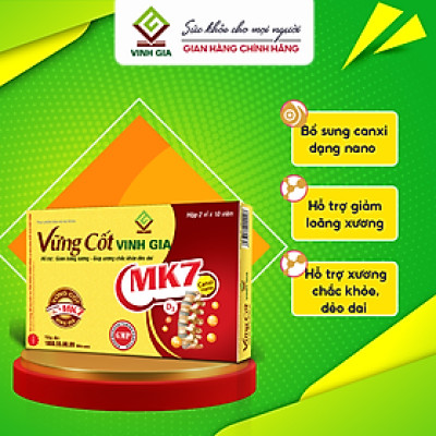 Vững cốt Vinh Gia - Bổ sung canxi,hỗ trợ ngăn ngừa loãng xương, gãy xương - hộp 20 viên [ LÔ HSD: T6/2025]
