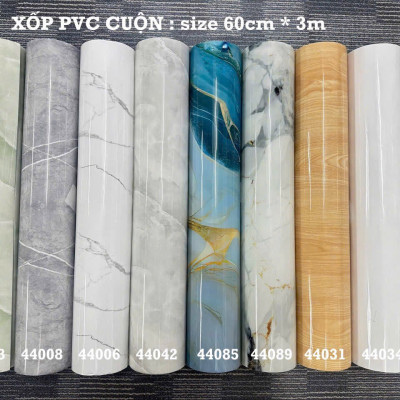 Cuộn Xốp PVC Đá Trắng Xám Sẵn Keo 0.6m*3m Dày 3mm