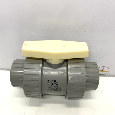 Van hai (2) đầu rắc co 75 nhựa PVC Jiarong _ UB025