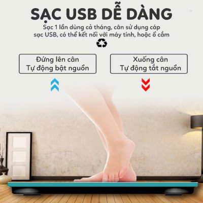 Cân Điện Tử Bluetooth Sạc USB, Cân Sức Khỏe Thông Minh Kết Nối App Đo Chỉ Số Cơ Thể Chính Xác - HÀNG CHÍNH HÃNG MINIIN
