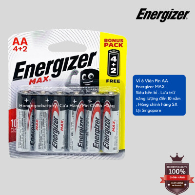 Vỉ 6 Viên Pin AA , Pin AAA Energizer Max 1,5V Alkaline - Hàng chính hãng