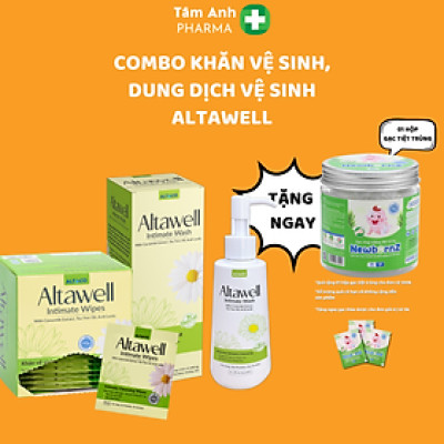 Combo chăm sóc vệ sinh " cô bé" gel phụ khoa Altawell + khăn lau "cô bé" Altawell