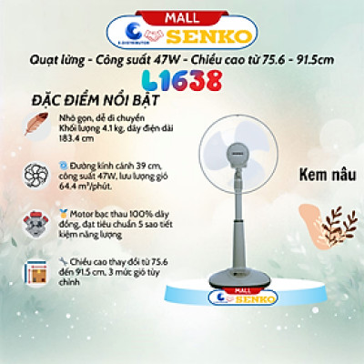 Quạt Lửng Ống Nhựa Senko L1638 - Công suất 47W - Màu tuỳ chọn - Hàng Chính Hãng