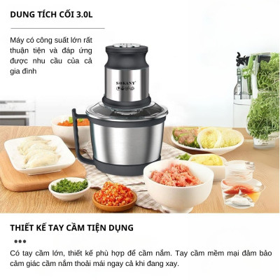 Máy xay thịt đa năng SOKANY SK-7027 dung tích 3L, công suất cao 800W xay nhuyễn mọi thực phẩm, dễ dàng vệ sinh - HÀNG CHÍNH HÃNG