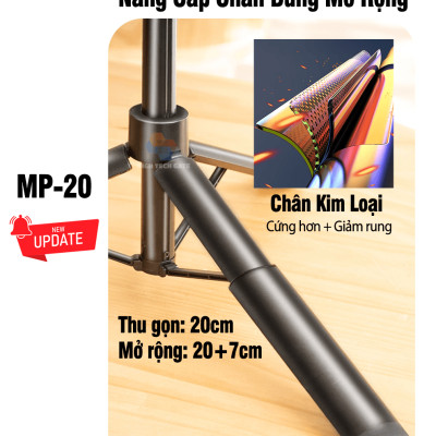 Cây quay điện thoại, livestream, tik tok, video đôi MP-20, gậy selfie tự sướng gấp gọn, máy tính bảng, học tập online, hàng chính hãng